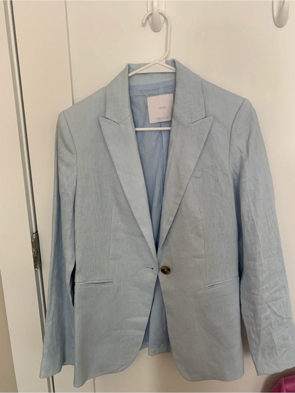 Mango Light Blue Single-Button Blazer